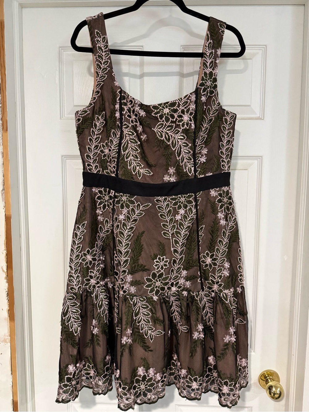 Harlyn Embroidered Floral Midi Dress with Pink Accents